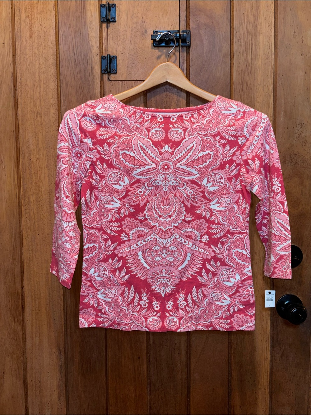 Talbot’s Deep Rose Paisley Print 3/4 Sleeve Top